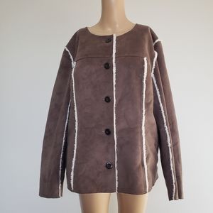 J.Jill faux suede faux fur liner jacket size L